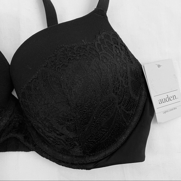 Auden Icon T-shirt Bra 34C Black Lightly Padded - Picture 2 of 6